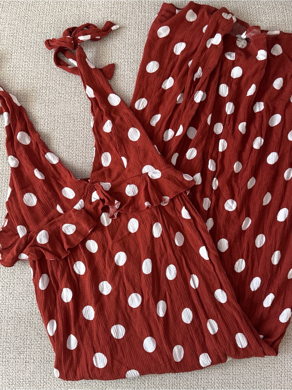 Forever 21 Rust Polka Dot Maxi Dress with White Dots